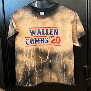 Small black bleached cropped wallen combs shirt from Etsy shop